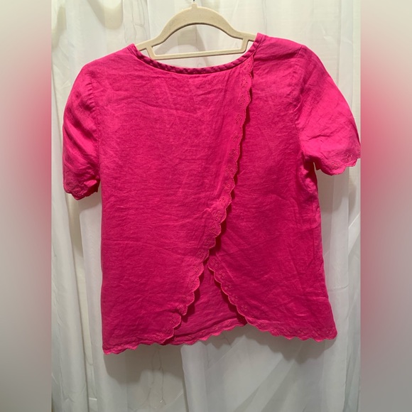 J.Crew Scallop Eyelet Hem Slit Open Back Blouse - Picture 2 of 5